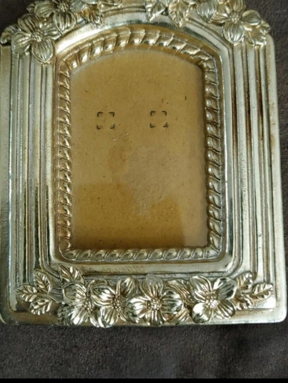 Beautiful/Elegant Vintage Floral Arched Metal Gold Tone Small Picture Frame